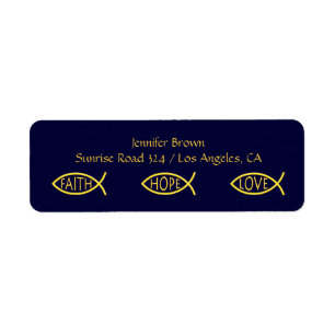 Ichthus - Christian Fish Symbol Returadress Etikett