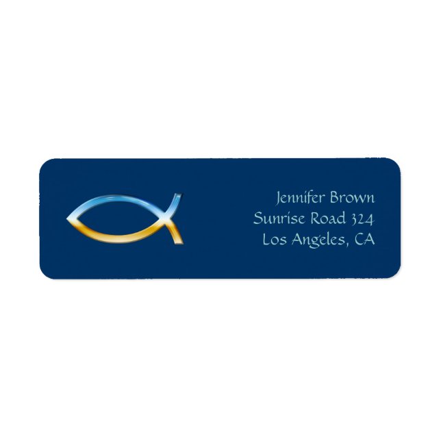 Ichthus | Christian Fish Symbol Returadress Etikett (Framsidan)