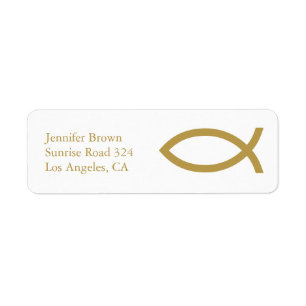 Ichthus - Christian Fish Symbol Returadress Etikett