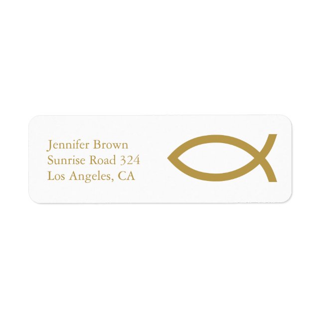 Ichthus - Christian Fish Symbol Returadress Etikett (Framsidan)