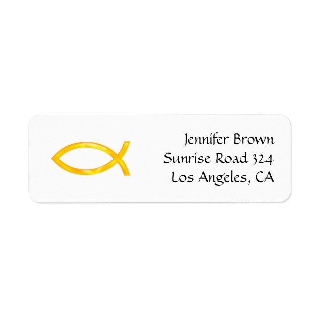 Ichthus - Christian Fish Symbol Returadress Etikett (Framsidan)