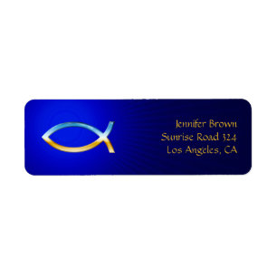 Ichthus - Christian Fish Symbol Returadress Etikett