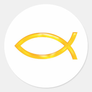 Ichthus - Christian Fish Symbol Runt Klistermärke