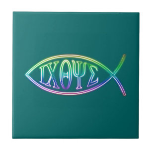 Ichthus - Christian Fish Symbol - Tile Kakelplatta
