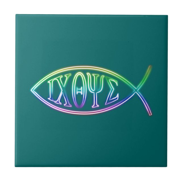 Ichthus - Christian Fish Symbol - Tile Kakelplatta (Framsidan)