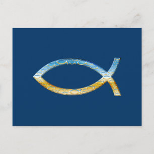 Ichthus Christian Fish Symbol Vykort