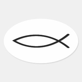 Ichthus Fish Symbol Ovalt Klistermärke