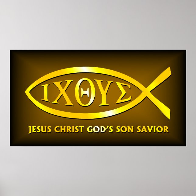 ICHTHUS: Fisksymbol för antika fiskar Poster (Framsidan)