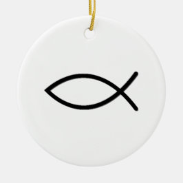 Ichthus fisksymbol julgransprydnad keramik