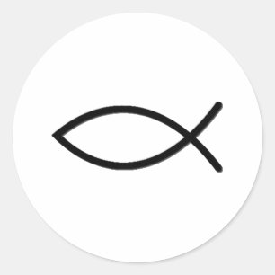 Ichthus fisksymbol runt klistermärke