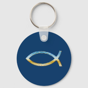 Ichthus - Kristet fiskesymbol himmel & jord Nyckelring