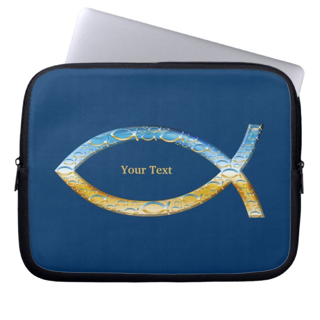 Ichthus - kristet fisksymbol - anpassade laptop sleeve (Framsidan)