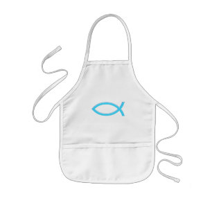 Ichthus - kristet fisksymbol - blått barnförkläde