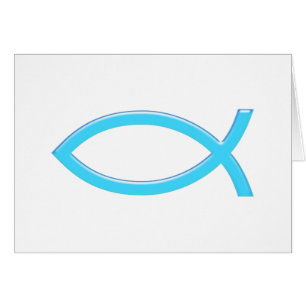 Ichthus - kristet fisksymbol - blått hälsningskort
