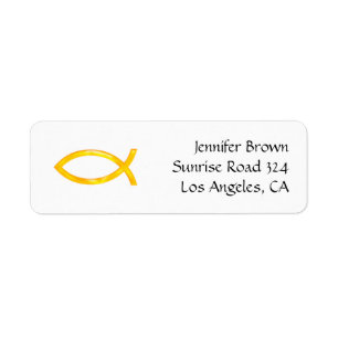 Ichthus - kristet fisksymbol returadress etikett