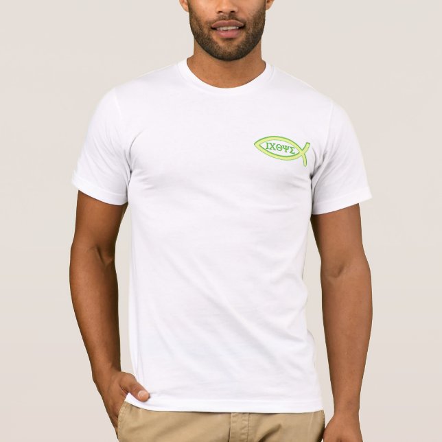 Ichthus - kristet fisksymbol t-shirt (Framsida)