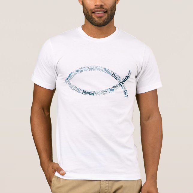 Ichthus - kristet fisksymbol - text t shirt (Framsida)