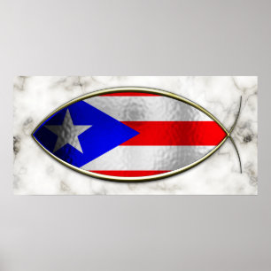 Ichthus - Puerto Rican flagga Poster