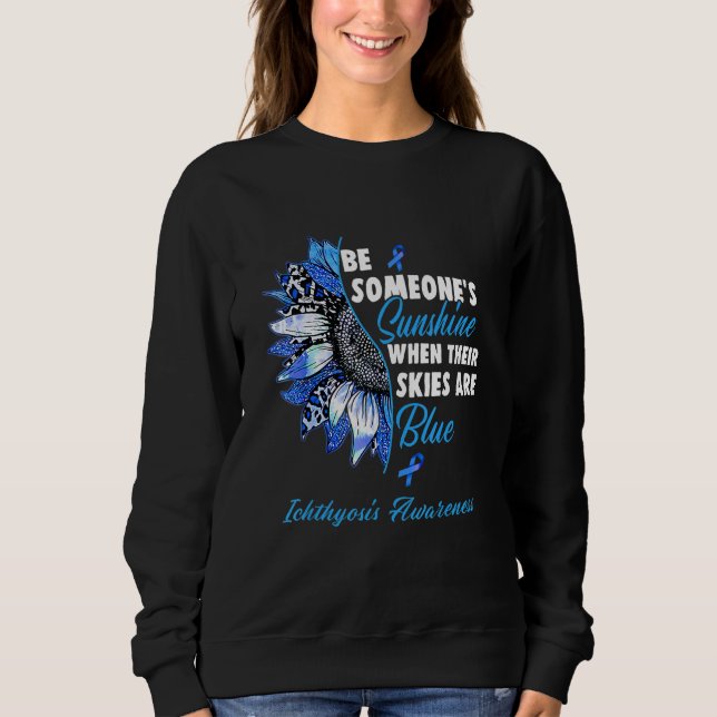 Ichthyos Awareness Blue Ribbon Sunblommor T Shirt (Framsida)