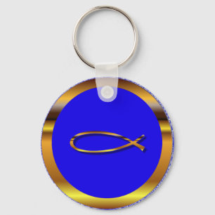 Ichthys Blått-Guld Keychain Nyckelring