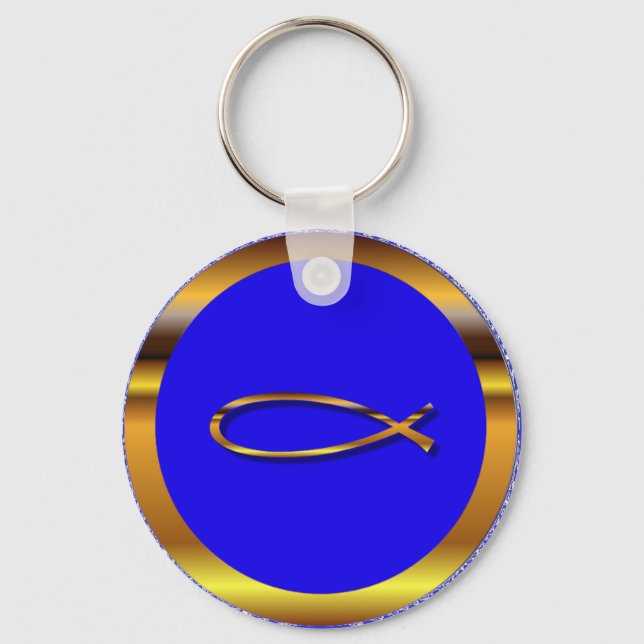 Ichthys Blue-Guld Keychain Nyckelring (Framsida)