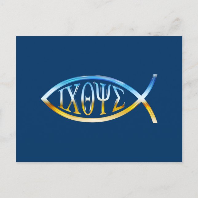 Ichthys | Christian Fish Symbol | Himmel & Ground Vykort (Framsida)