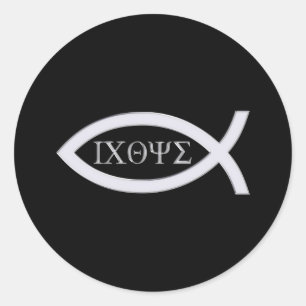 Ichthys Christian Fish Symbol Runt Klistermärke