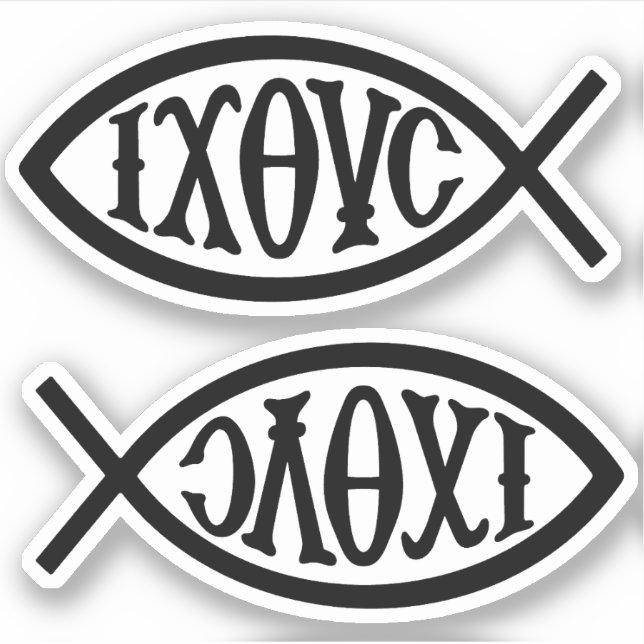 Ichthys Christian Symbol Klistermärken (Framsida)