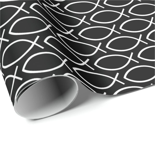 Ichthys Christian Symbol Pattern Presentpapper (Rullad Hörn)