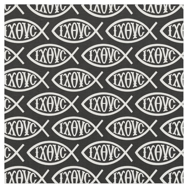 Ichthys Christian Symbol Pattern Tyg (Närbild)