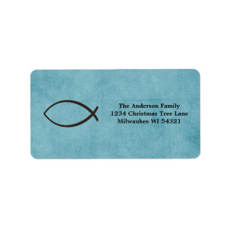 Ichthys Jesus Fish Christian Symbol Anpassningsbar Adressetikett