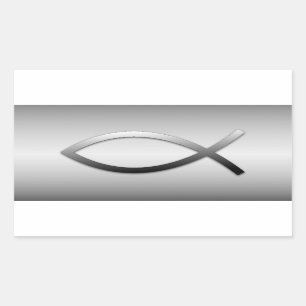 Ichthys Jesus Fish Christian Symbol Rektangulärt Klistermärke