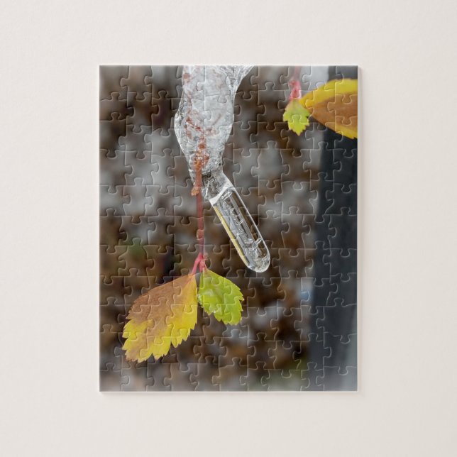 Icicle på löv pussel (Vertikal)