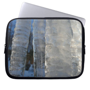 Icicles Abstrakt Blue Winter Photography Laptop Sleeve