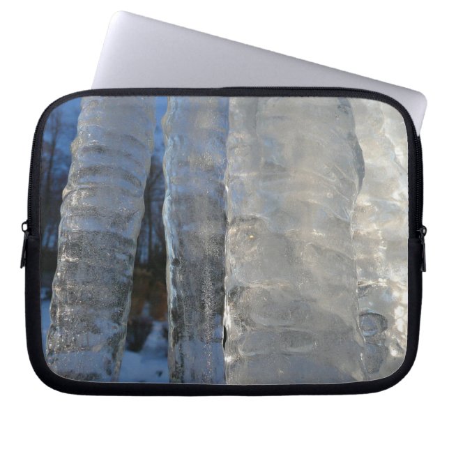 Icicles Abstrakt Blue Winter Photography Laptop Sleeve (Framsidan)