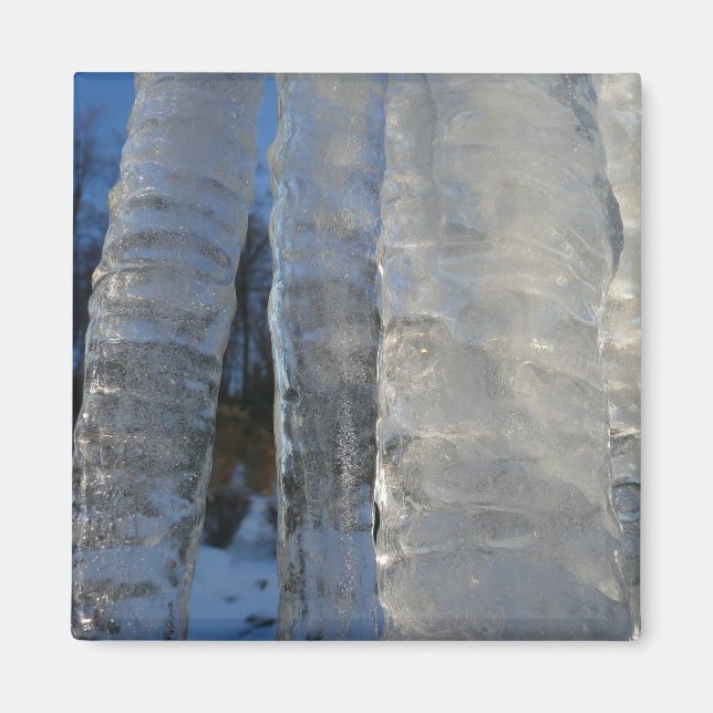 Icicles Abstrakt Blue Winter Photography Magnet (Framsidan)