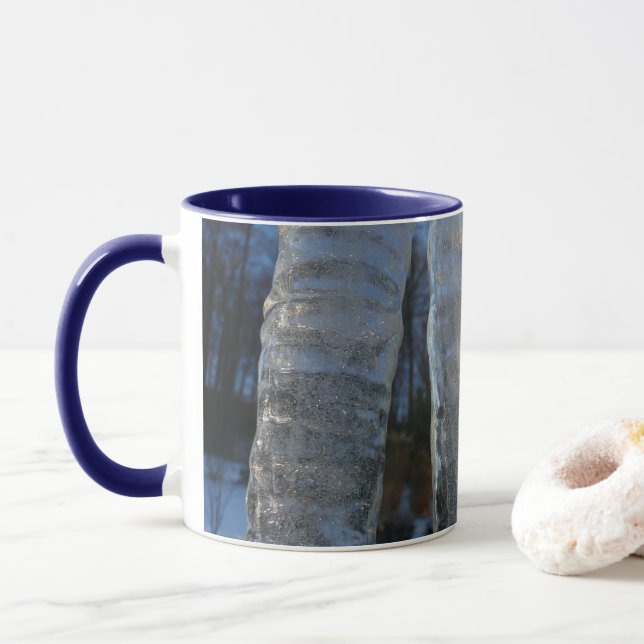 Icicles Abstrakt Blue Winter Photography Mugg (Med munk)