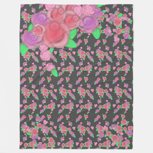 Icing On The Cake Rosa Ros Tryck Blommig Fleece (Framsidan)