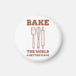 Icing Spatula Whisk och Rolling Stift Bake the Wor Magnet