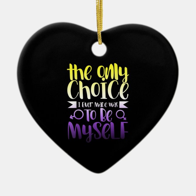 Icke-binär androgynous icke-binär HBT-kö Julgransprydnad Keramik (Framsidan)