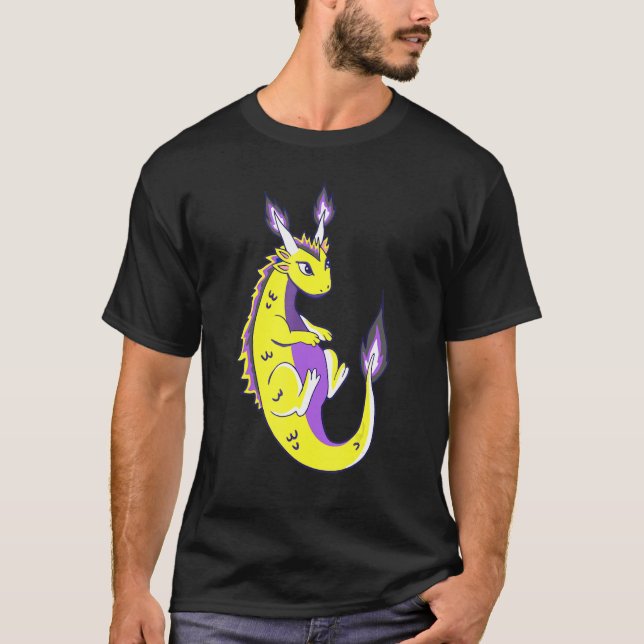 Icke-binär Dragon LGBTQ Icke-binärt Pride Genderqu T Shirt (Framsida)