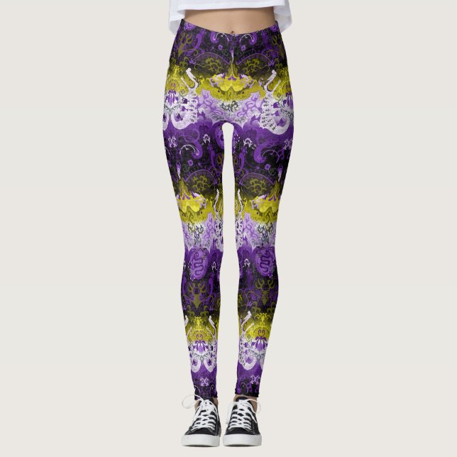 Icke-binär dragvagnsskugga - Flagga för icke-binär Leggings (Framsida)