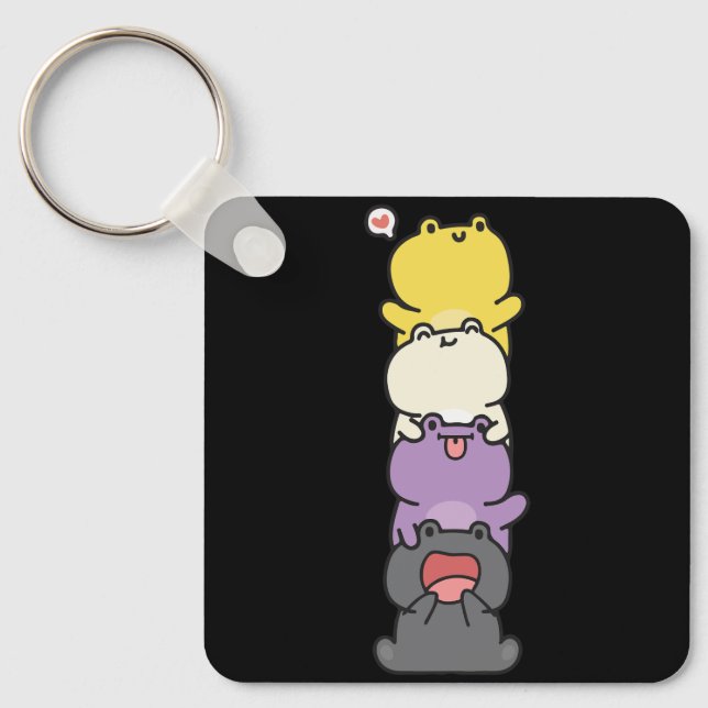 Icke-binär Färg Frogs Subtle Enby Pride Cute Nyckelring (Framsida)