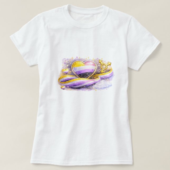 Icke-Binär Flagga Estetisk Pride T-Shirt (Design framsida)