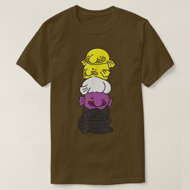 Icke-binär Flagga, icke-binärt Pride, HBT-Blobfish T Shirt (Design framsida)