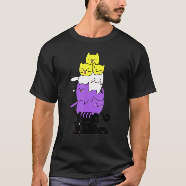 Icke-binär Flagga, katjonkapsel, icke-binärt Pride T Shirt (Framsida)