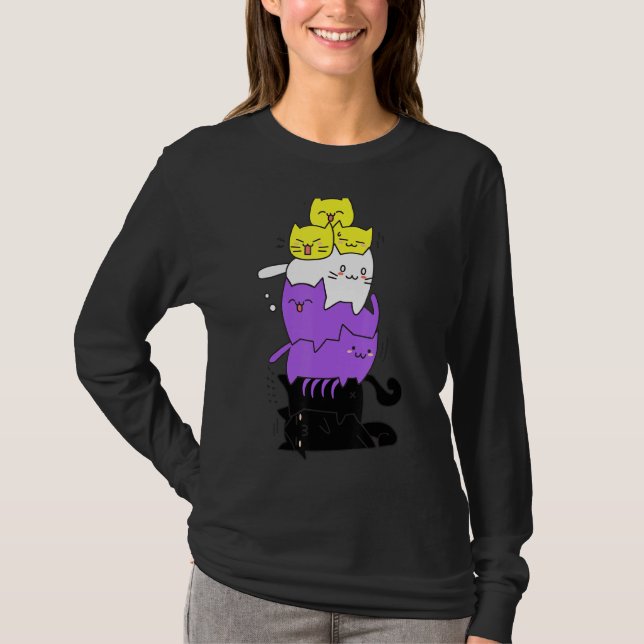Icke-binär Flagga, katjonkapsel, icke-binärt Pride T Shirt (Framsida)
