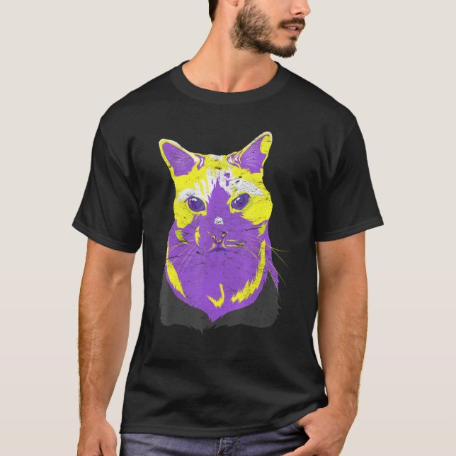 Icke Binär Flagga Katt Queer Lgbtq Pride Månad Ick T Shirt (Framsida)