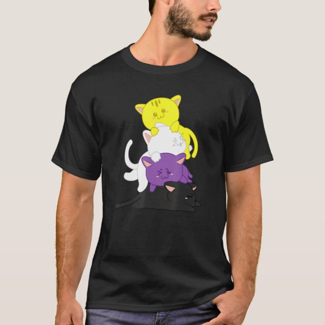 Icke Binär Icke Binär Katt Lgbt Agender Supporter T Shirt (Framsida)