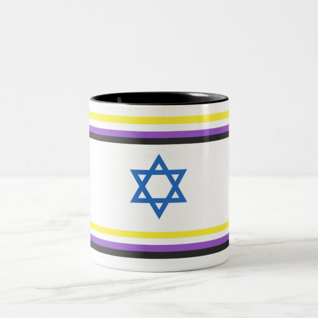 Icke-binär israelisk Pride-flagga Två-Tonad Mugg (Center)